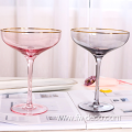 Customized colored gold rimmed glasses coupe cocktail glass